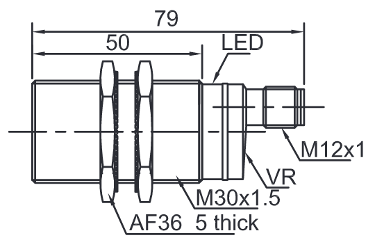 capacitive proximity switch Lanbao - diameter M30x1 - switching distance 10mm capacitive proximity switch Lanbao - diameter M30x1 - switching distance 10mm